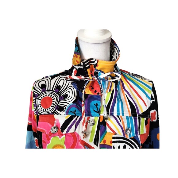 Berer Jacket Multi-Color Abstract Floral Faux Crystal Buttons Womens Size Small - Picture 7 of 11